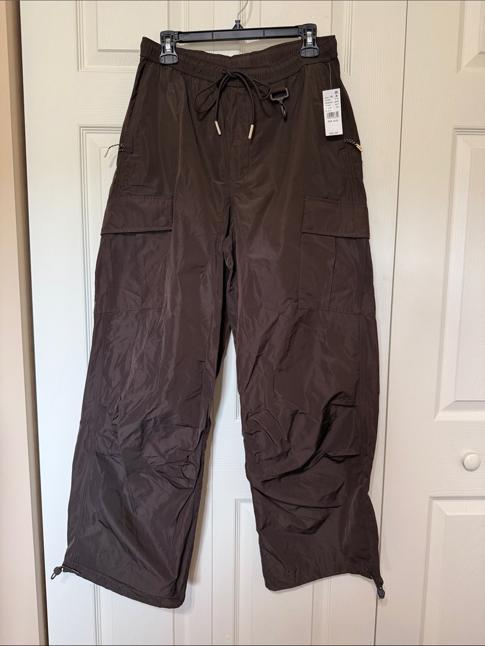 PacSun Women’s Dark Brown Cargo Pants with Drawstring Waist